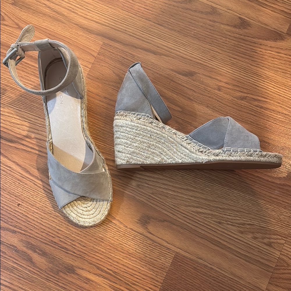 Caslon Gray Suede Espadrille Wedges